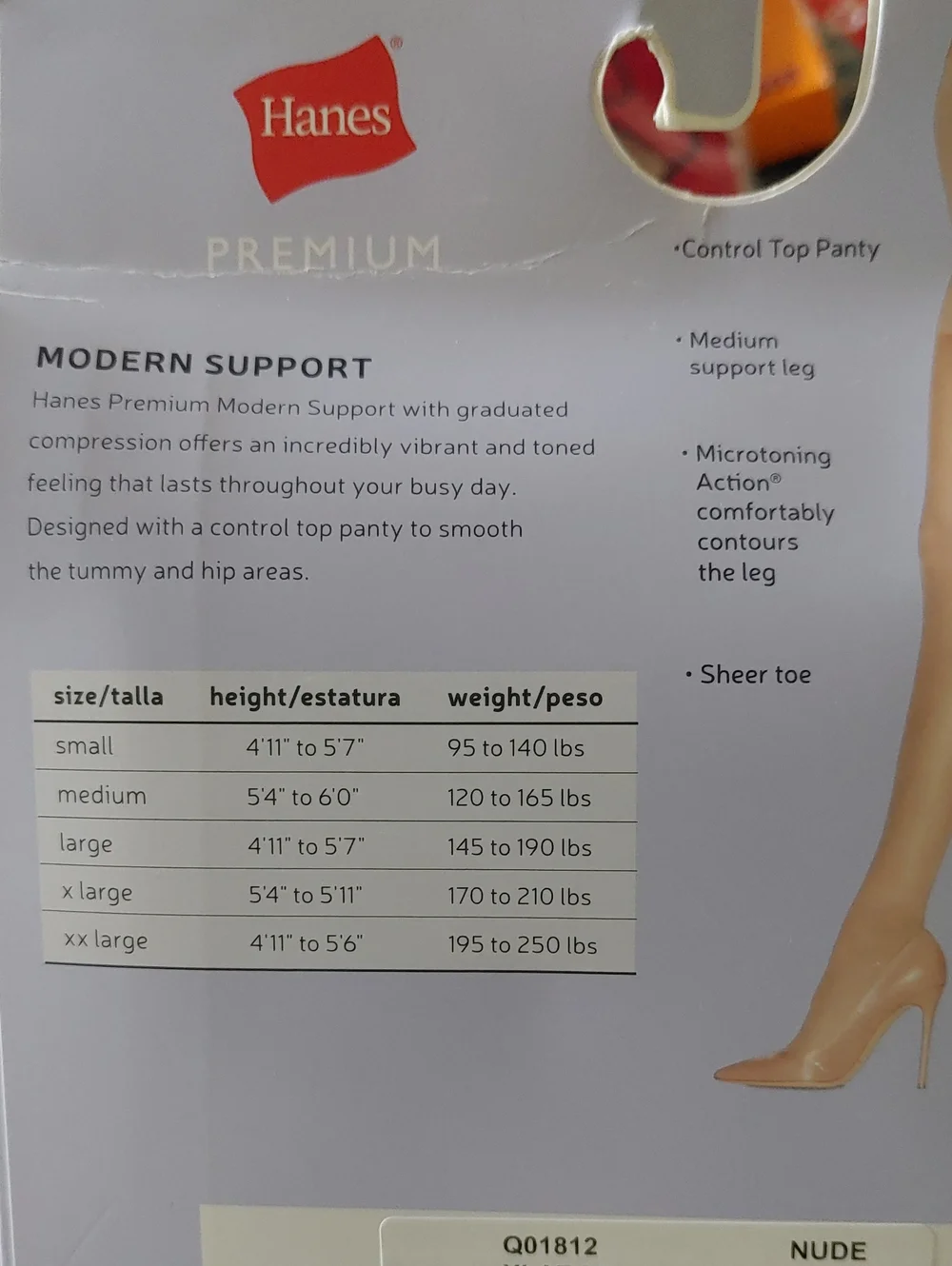 NWT Hanes Nude XL Premium Modern Support Medium Coverage Pantyhose